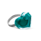 39753 - Bague en verre soufflée - Coeur Nano transparent - Turquoise