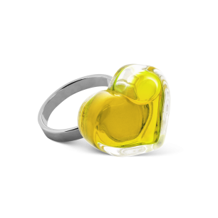 Bague en verre soufflé - Coeur Nano transparent