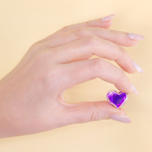 Bague en verre soufflée - Coeur Nano transparent
