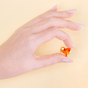 Bague en verre soufflée - Coeur Nano transparent