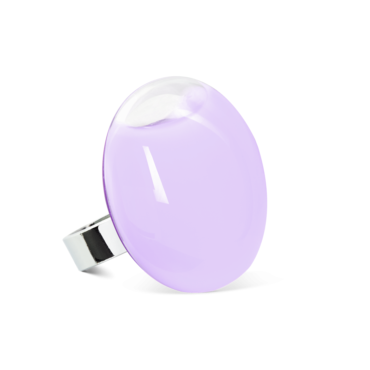 Bague en verre - Platine Mini Milk - Violet Foncé