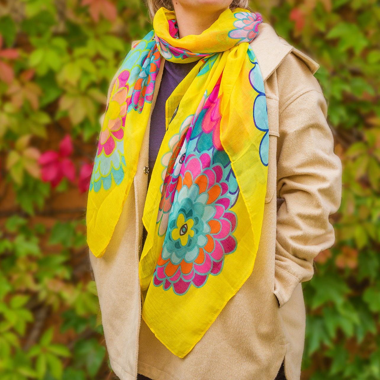 Foulard/Paréo Pylones 'Fluocean' - 100x180 Cm En Viscose Recyclée - Accessoire Doux Et Polyvalent Pour Toutes Les Saisons