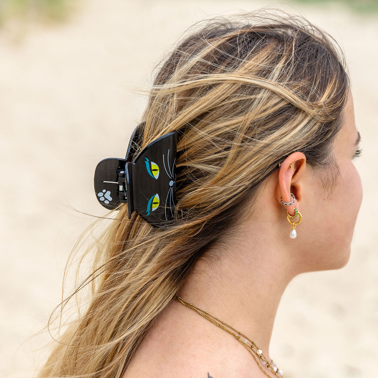 Crab hair clips Ladyclip Large Black Cat Pylones