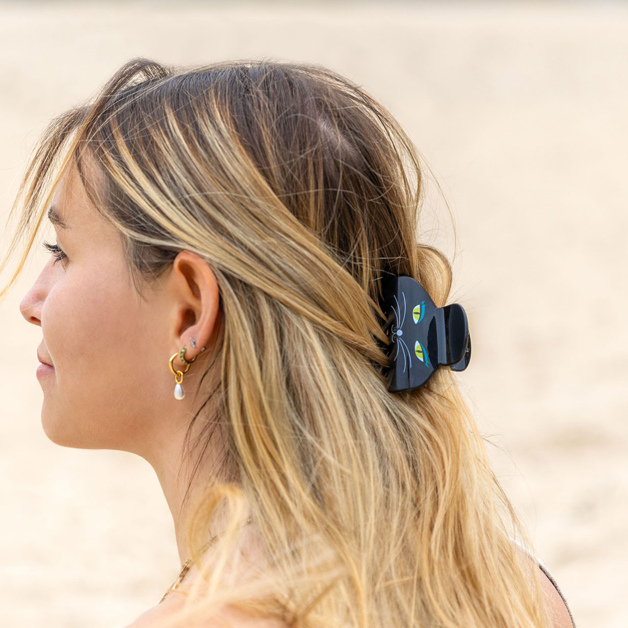 Crab hair clips Ladyclip Small Black Cat Pylones