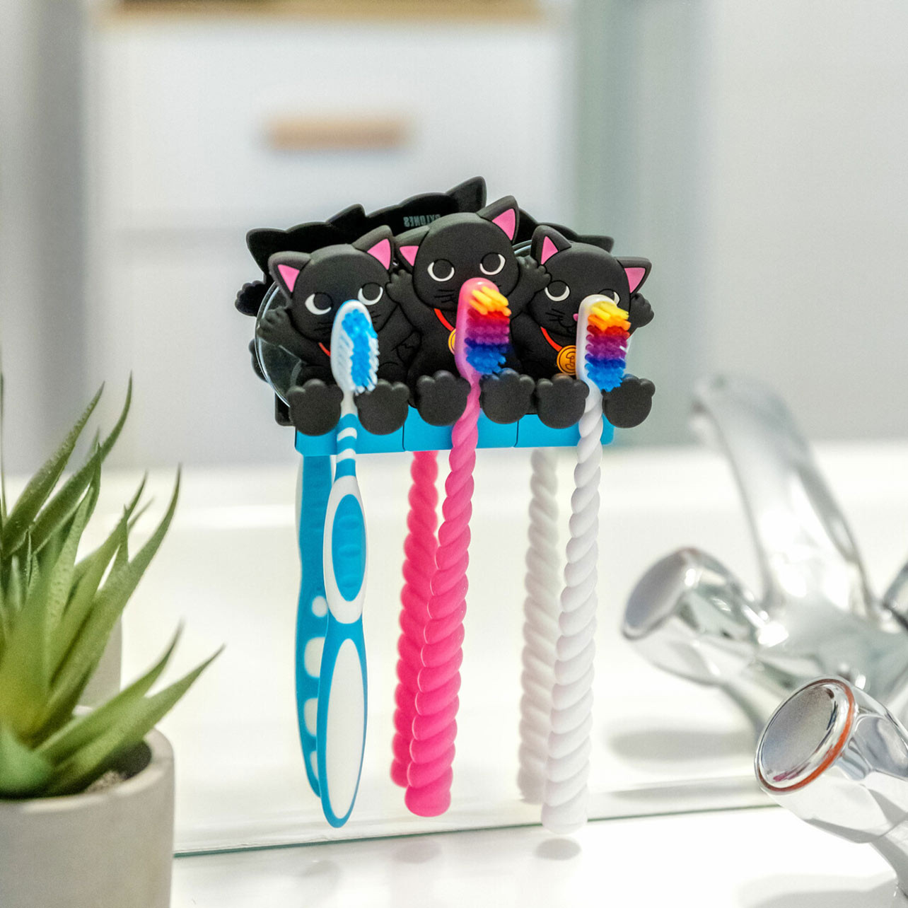 Porte-brosses à Dents Avec Couvercle étanche - 3 Emplacements - Pour Salle De Bain, Douche Ou Voyage - 6