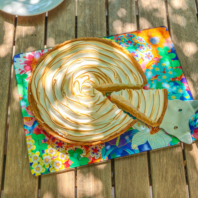 Pylones Tagliere In Vetro Commy Bouquet 32x25 Cm, Resistente Al Calore, Ideale Come Vassoio E Sottopiatto