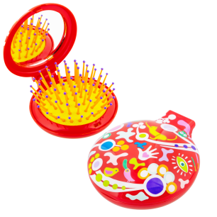 Faltbare Haarbürste mit Spiegel - Lady Retro