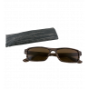 Sunglasses – wood fffect rectangle – dark brown +1.50 (150)