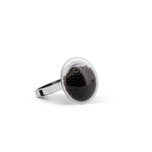 Bague en verre soufflé - Galet Nano Billes