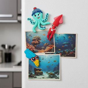 Set of 3 magnets - Magnet Octopus