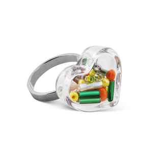 Anello in vetro - Coeur Nano Billes