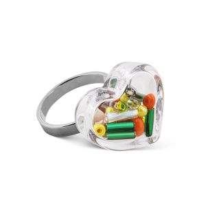 Bague en verre soufflé - Coeur Nano Billes