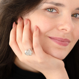 Glass ring - Coeur Nano Billes