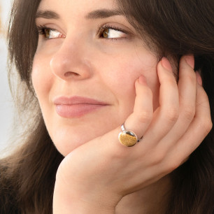 Bague en verre soufflé - Galet Mini Billes