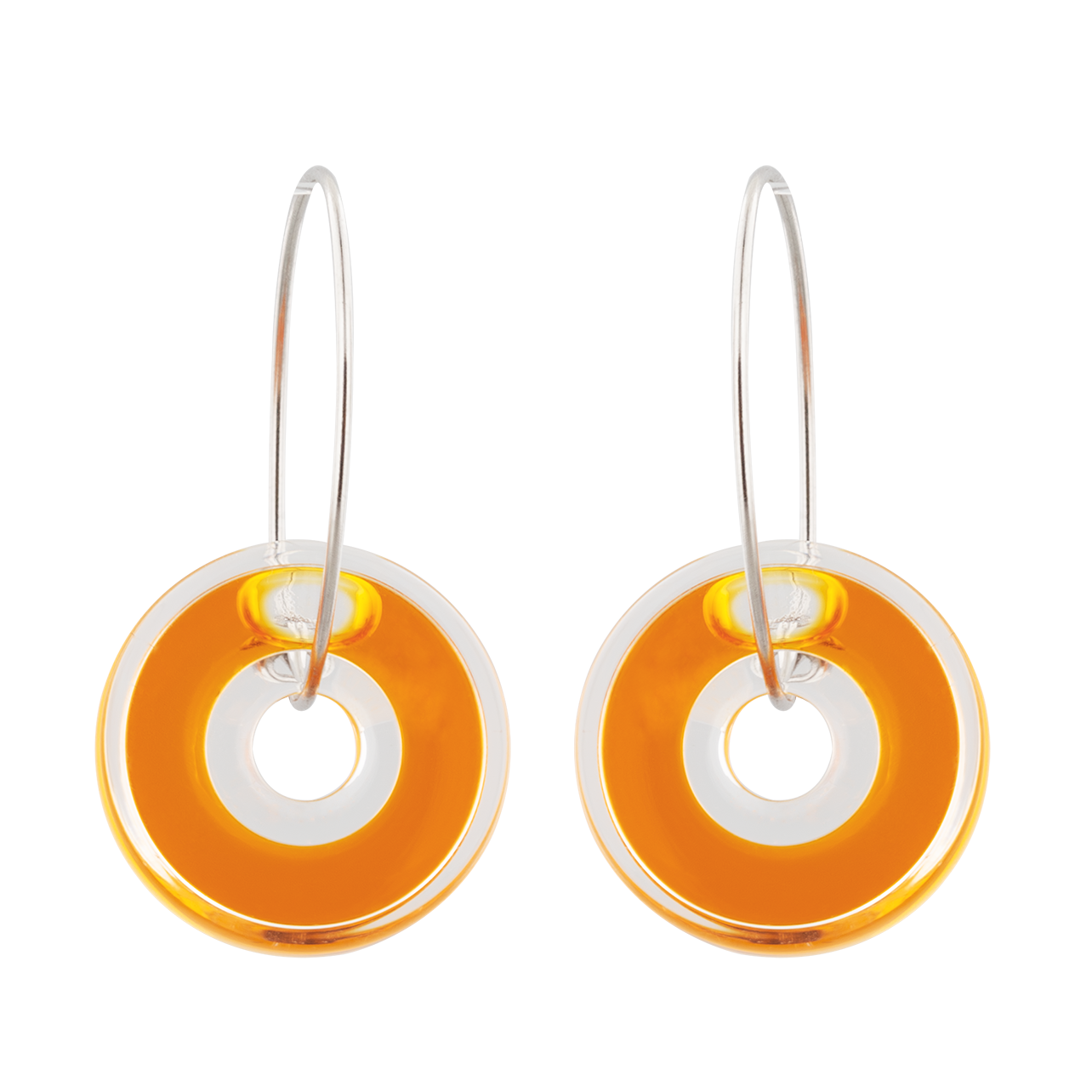 Boucles d'oreilles crochet - Donut transparent - Orange - Pylones