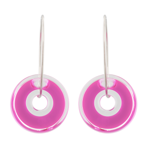 Boucles d'oreilles crochet en verre soufflé - Donut transparent
