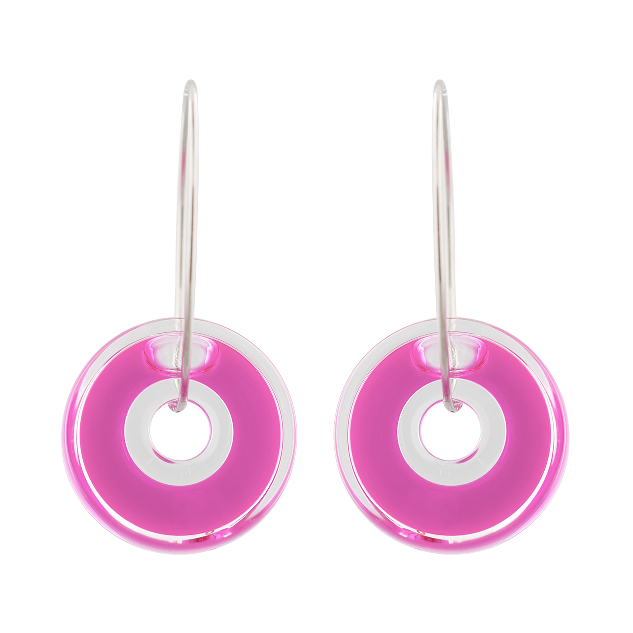 Boucles d'oreilles crochet - Donut transparent - Rose - Pylones