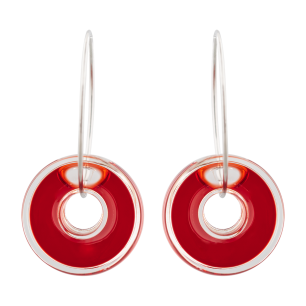 Boucles d'oreilles crochet en verre soufflé - Donut transparent