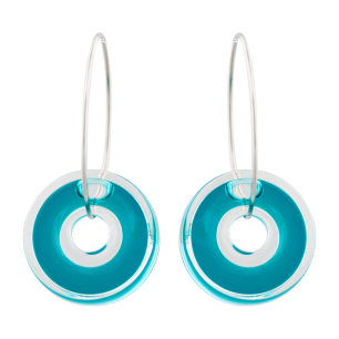 Boucles d'oreilles crochet en verre soufflé - Donut transparent