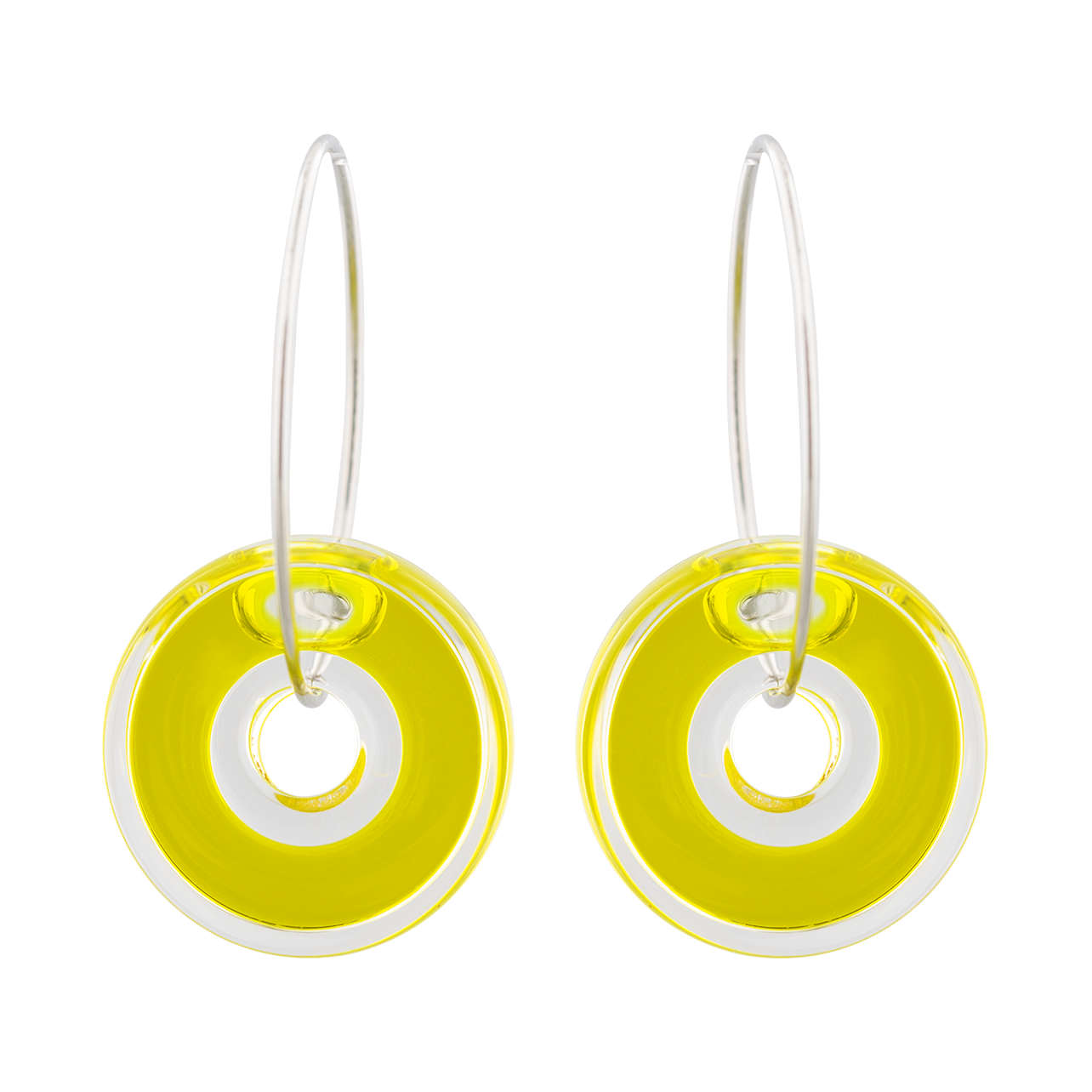 Boucles d'oreilles crochet - Donut transparent - Jaune - Pylones