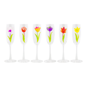 Set of 6 Champagne glasses - Champ de fleurs