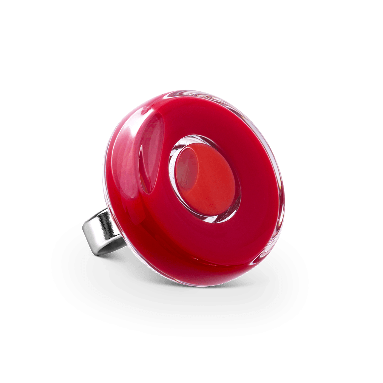 Bague Fantaisie Réglable Avec Petite Bille Rouge En Verre - Occasion, Style Minimaliste