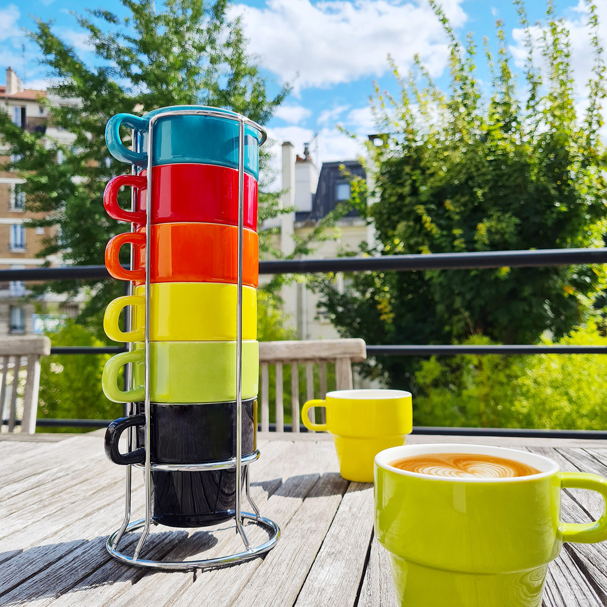Stack of cups Café Cino Pylones
